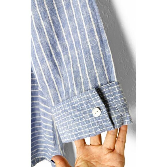 Habitat Women's Linen Blend Button Up Lightweight Shirt 3/4 Cuff Sleeves Coastal - Picture 5 of 8